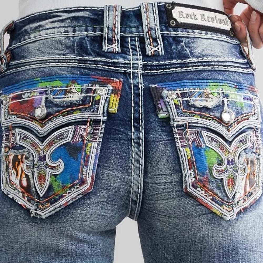 🤘NeW🥰 ROCK REVIVAL HARLOW LIMITED EDITION EMBROIDERED SKINNY JEANS 29 - Picture 2 of 16